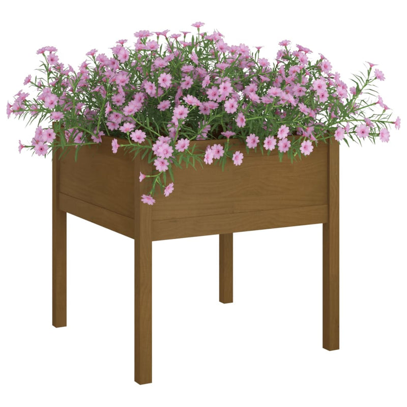 Afbeelding laden in galerijviewer, Vidaxl plantenbakken 2 st 70x70x70 cm massief grenenhout honingbruin
