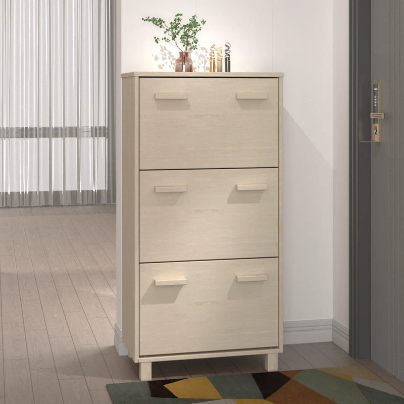 Afbeelding laden in galerijviewer, Vidaxl schoenenkast hamar 59,5x35x117 cm grenenhout honingbruin
