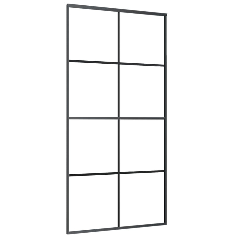 Afbeelding laden in galerijviewer, VidaXL Schuifdeur 102,5x205 cm mat ESG-glas en aluminium zwart
