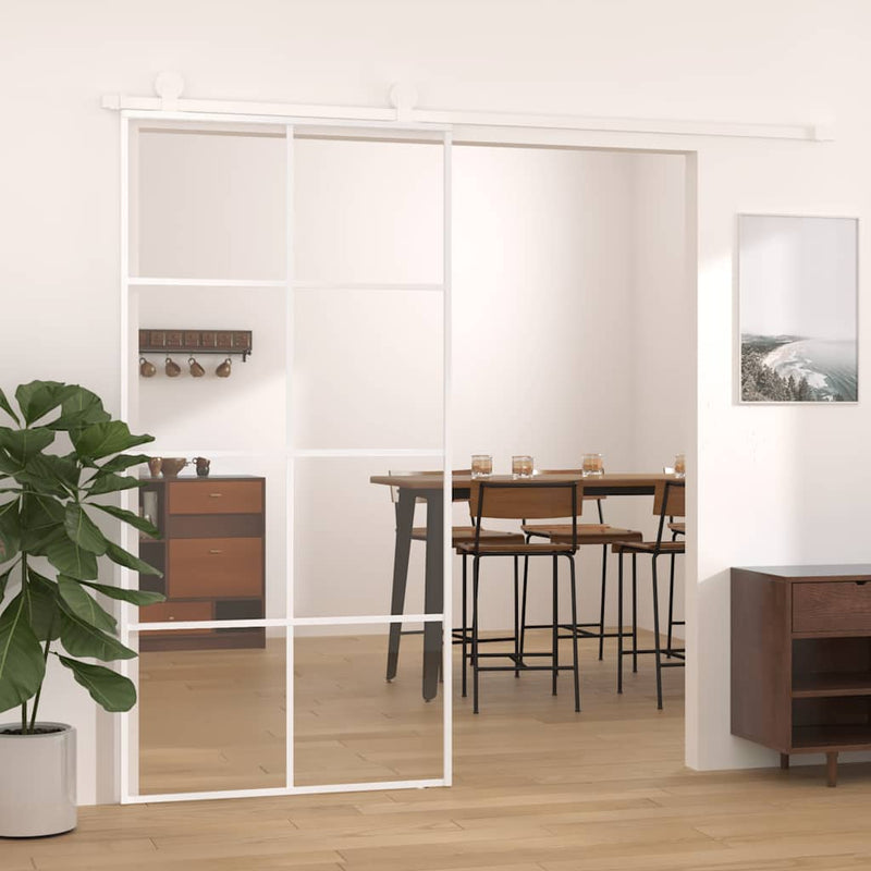 Afbeelding laden in galerijviewer, Vidaxl schuifdeur 102,5x205 cm esg-glas en aluminium wit
