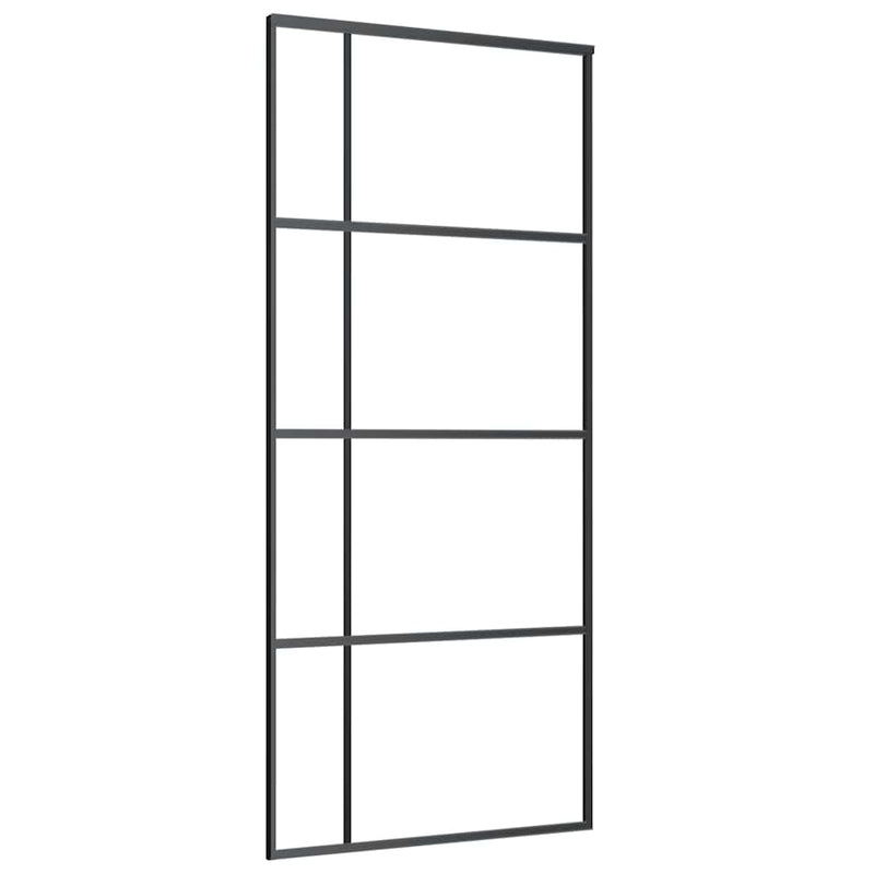 Afbeelding laden in galerijviewer, Vidaxl schuifdeur 90x205 cm esg-glas en aluminium zwart
