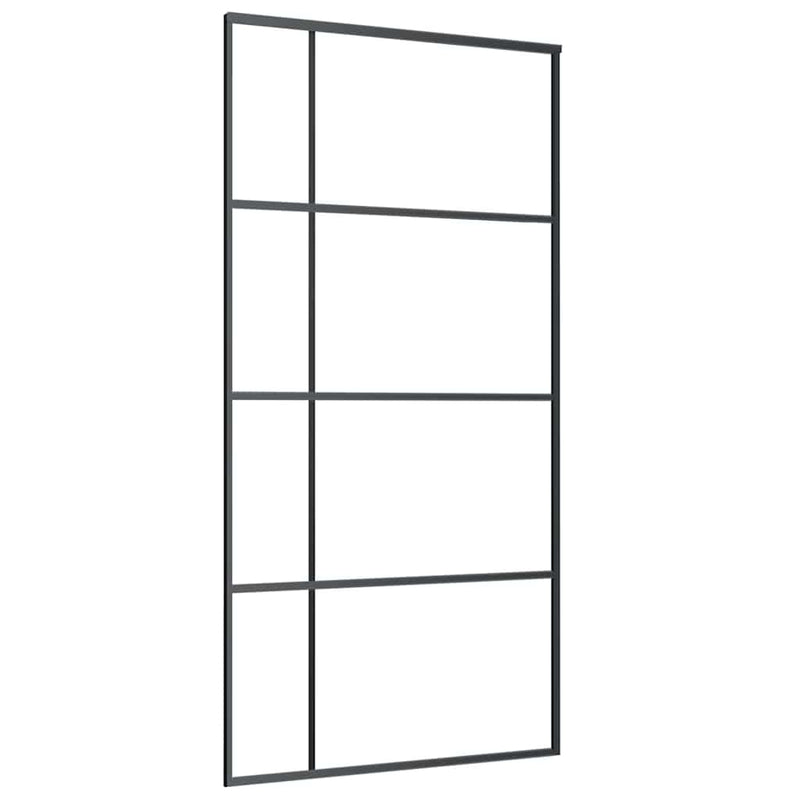 Afbeelding laden in galerijviewer, Vidaxl schuifdeur 102,5x205 cm mat esg-glas en aluminium zwart
