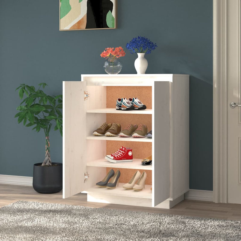 Afbeelding laden in galerijviewer, Vidaxl schoenenkast 60x35x80 cm massief grenenhout wit

