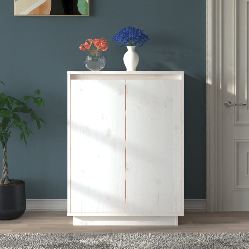 Afbeelding laden in galerijviewer, Vidaxl schoenenkast 60x35x80 cm massief grenenhout wit
