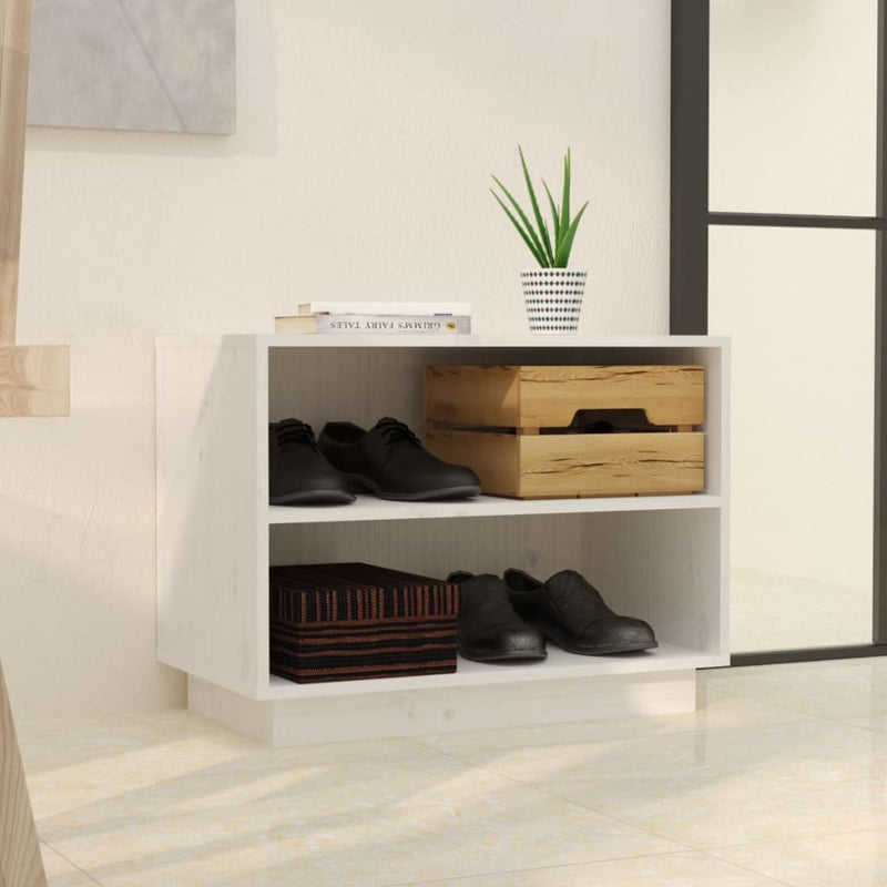 Afbeelding laden in galerijviewer, Vidaxl schoenenkast 60x34x45 cm massief grenenhout wit
