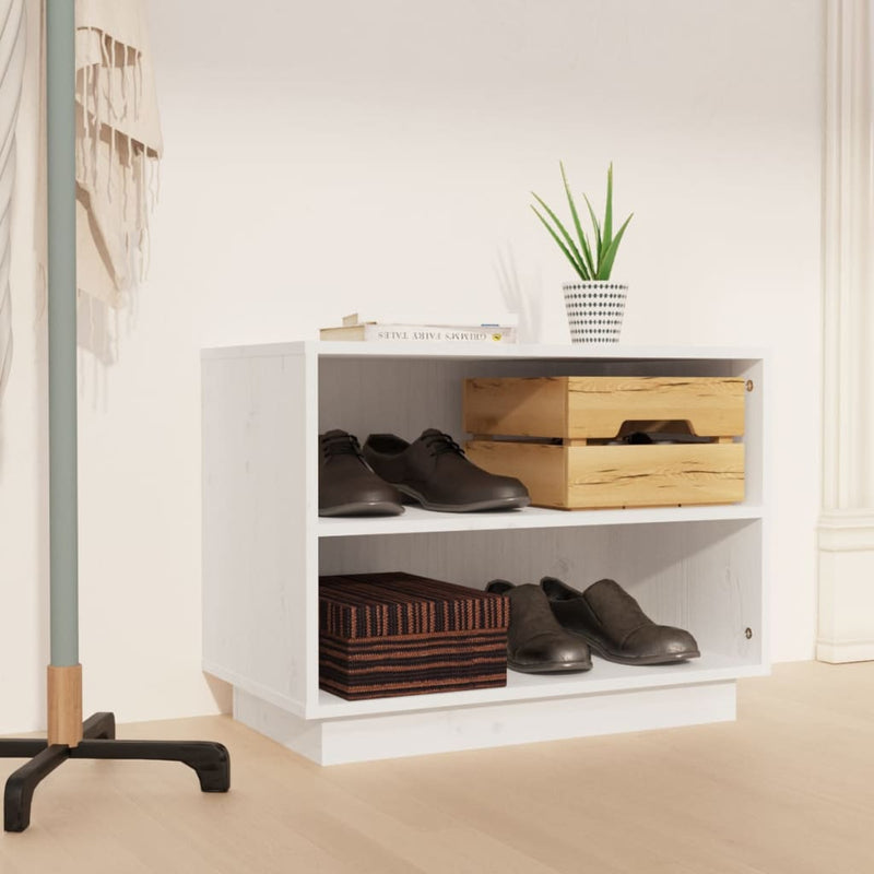 Afbeelding laden in galerijviewer, Vidaxl schoenenkast 60x34x45 cm massief grenenhout wit
