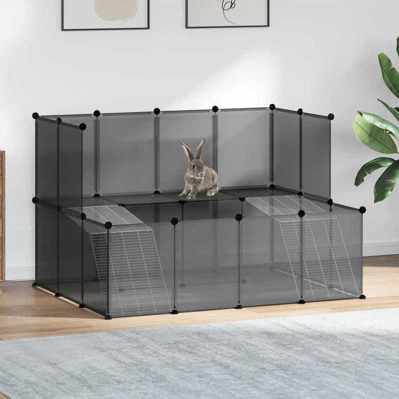 Afbeelding laden in galerijviewer, Vidaxl dierenhok klein 143x107x93 polypropeen en staal zwart
