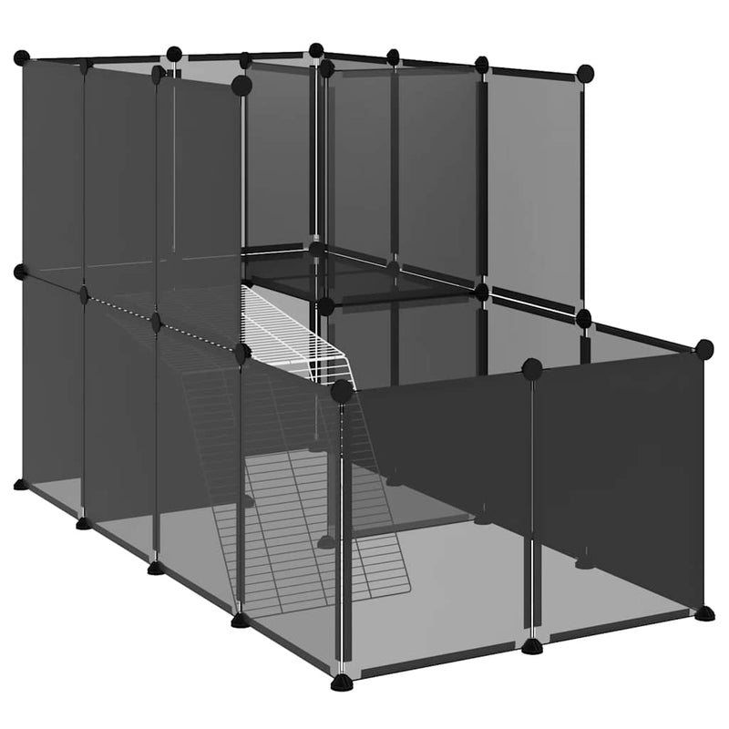 Afbeelding laden in galerijviewer, Vidaxl dierenhok klein 142x74x93 cm polypropeen en staal zwart
