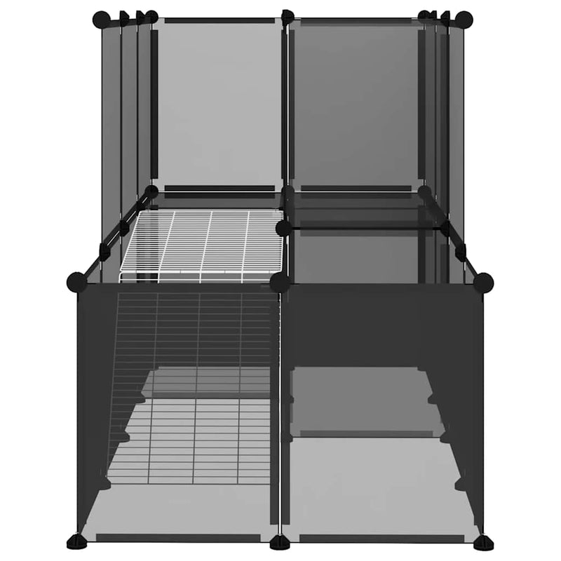 Afbeelding laden in galerijviewer, Vidaxl dierenhok klein 142x74x93 cm polypropeen en staal zwart
