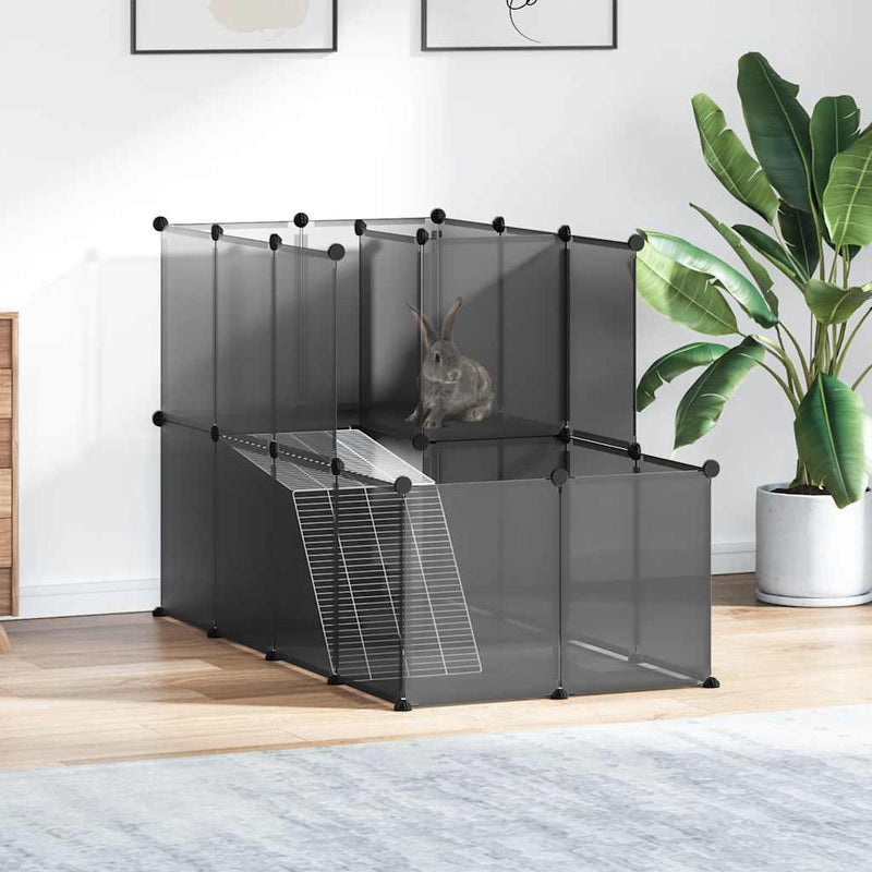 Afbeelding laden in galerijviewer, Vidaxl dierenhok klein 142x74x93 cm polypropeen en staal zwart

