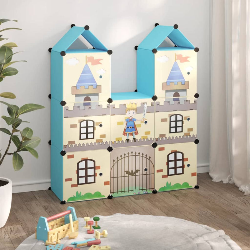 Afbeelding laden in galerijviewer, Vidaxl kinderopbergmeubel met 8 vakken polypropeen blauw
