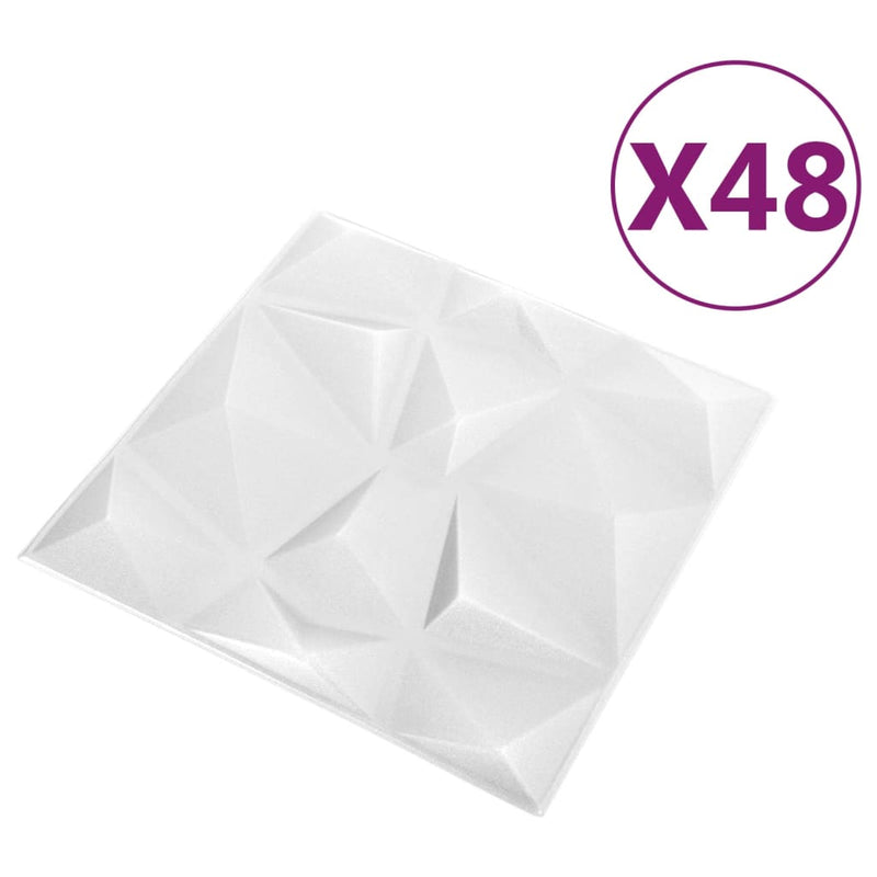 Afbeelding laden in galerijviewer, Vidaxl 48 st wandpanelen 3d diamant 12 m² 50x50 cm wit
