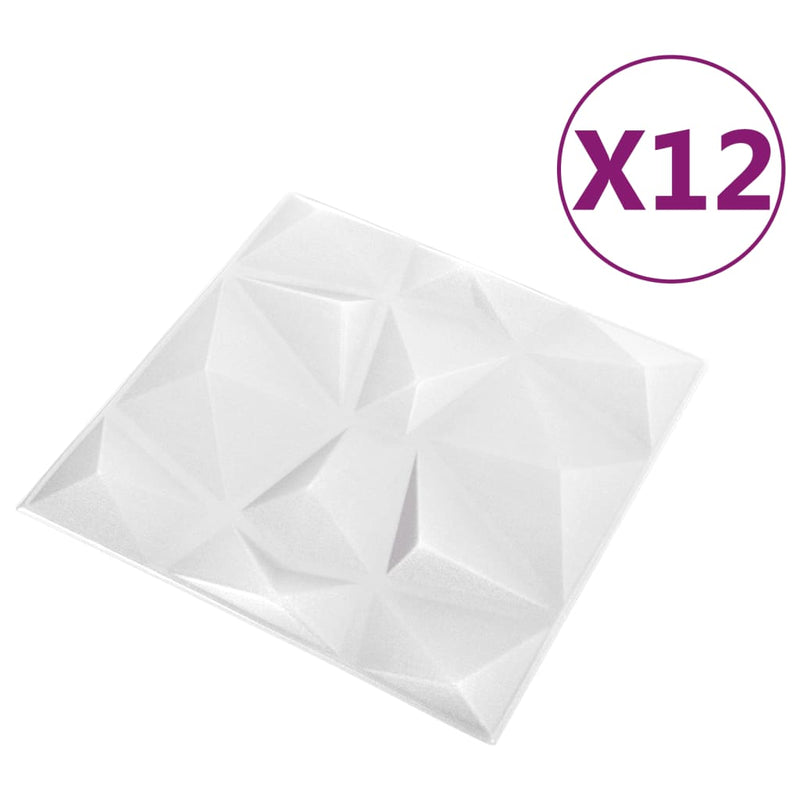 Afbeelding laden in galerijviewer, Vidaxl 12 st wandpanelen 3d diamant 3 m² 50x50 cm wit

