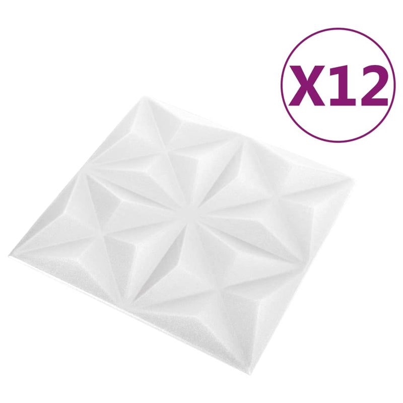 Afbeelding laden in galerijviewer, Vidaxl 12 st wandpanelen 3d origami 3 m² 50x50 cm wit
