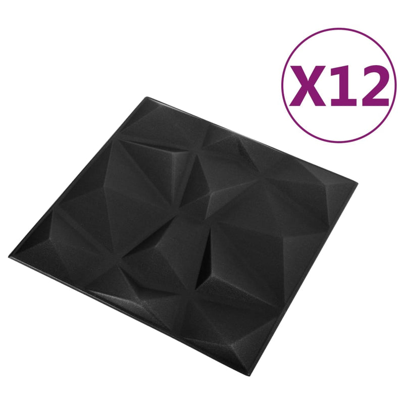 Afbeelding laden in galerijviewer, Vidaxl 12 st wandpanelen 3d diamant 3 m² 50x50 cm zwart
