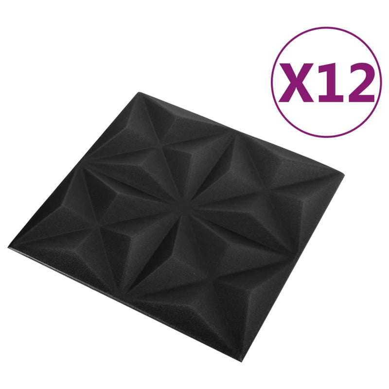 Afbeelding laden in galerijviewer, Vidaxl 12 st wandpanelen 3d origami 3 m² 50x50 cm zwart
