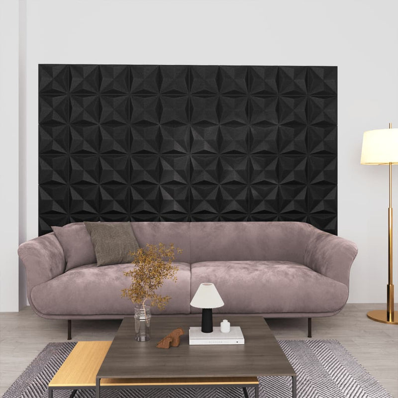 Afbeelding laden in galerijviewer, Vidaxl 12 st wandpanelen 3d origami 3 m² 50x50 cm zwart
