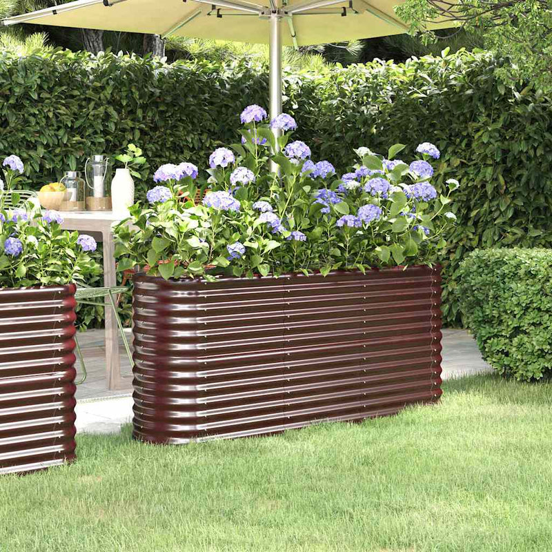 Afbeelding laden in galerijviewer, Vidaxl plantenbak 152x40x68 cm gegalvaniseerd staal bruin
