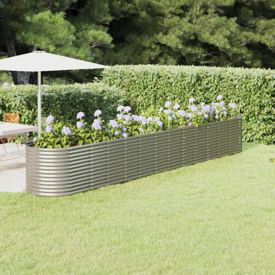 VidaXL Plantenbak 512x80x68 cm gepoedercoat staal zilverkleurig