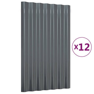 Vidaxl dakpanelen 12 st 60x36 cm gegalvaniseerd staal antracietkleurig