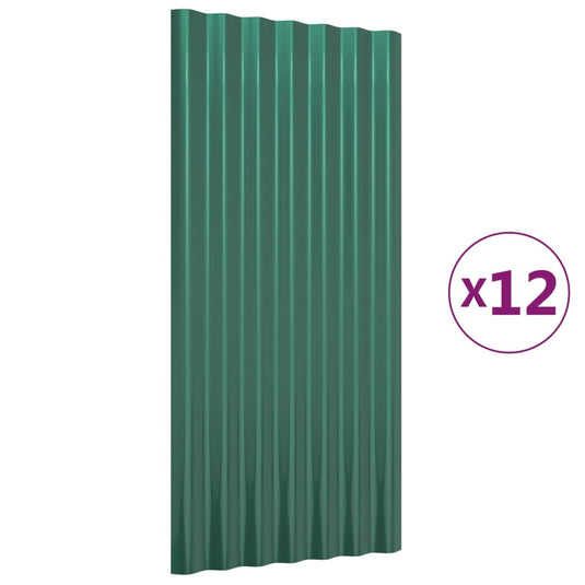 Vidaxl dakpanelen 12 st 80x36 cm gegalvaniseerd staal groen