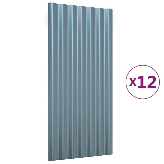 Vidaxl dakpanelen 12 st 80x36 cm gegalvaniseerd staal grijs