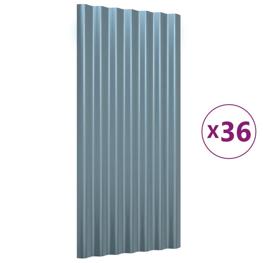 Vidaxl dakpanelen 36 st 80x36 cm gegalvaniseerd staal grijs