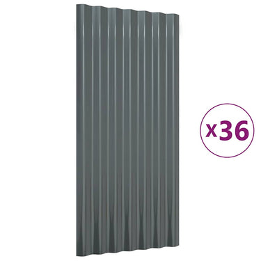 Vidaxl dakpanelen 36 st 80x36 cm gegalvaniseerd staal antracietkleurig