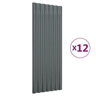 Vidaxl dakpanelen 12 st 100x36 cm gegalvaniseerd staal antracietkleurig