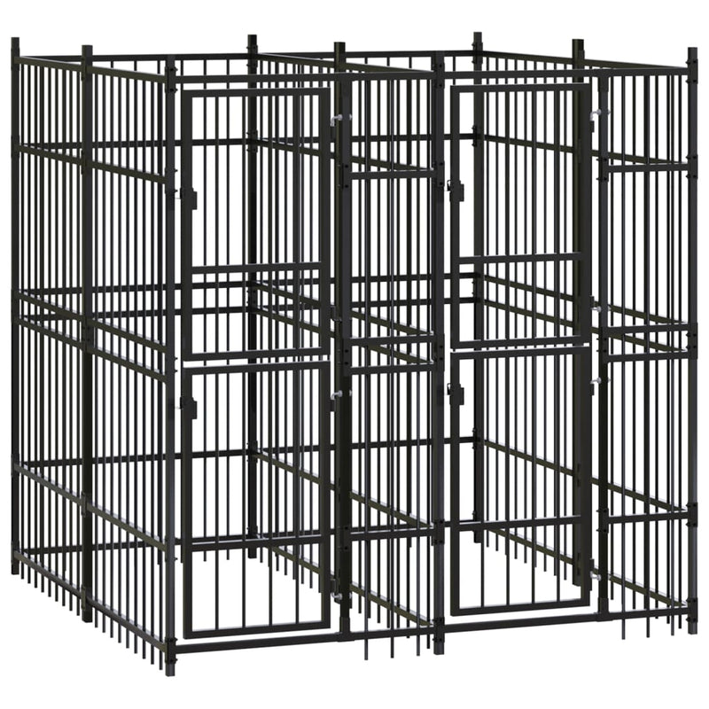 Afbeelding laden in galerijviewer, VidaXL Hondenkennel 3,69 m² staal

