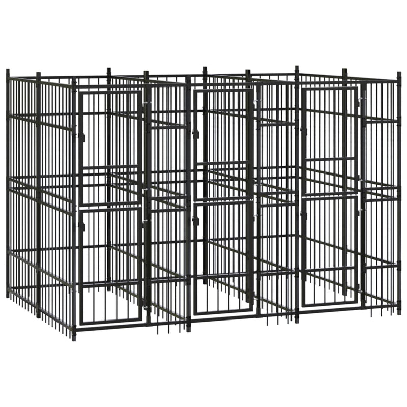 Afbeelding laden in galerijviewer, VidaXL Hondenkennel 5,53 m² staal
