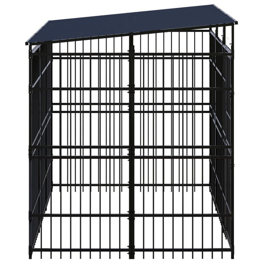 VidaXL Hondenkennel met dak 5,53 m² staal