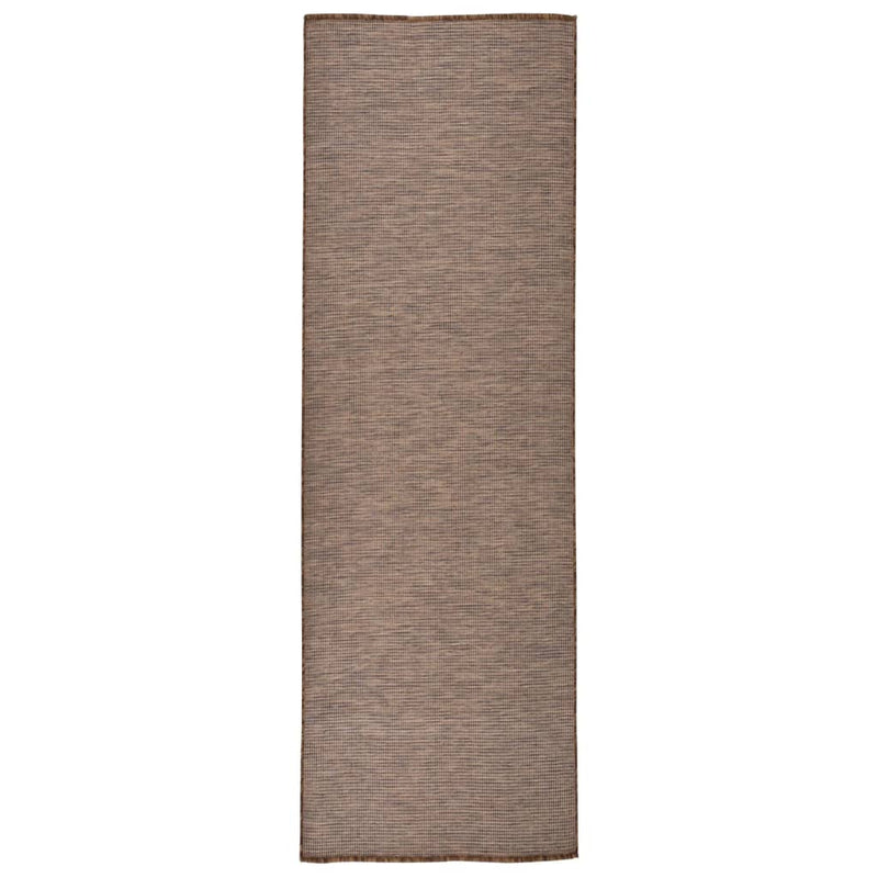 Afbeelding laden in galerijviewer, Vidaxl buitenkleed platgeweven 80x250 cm bruin
