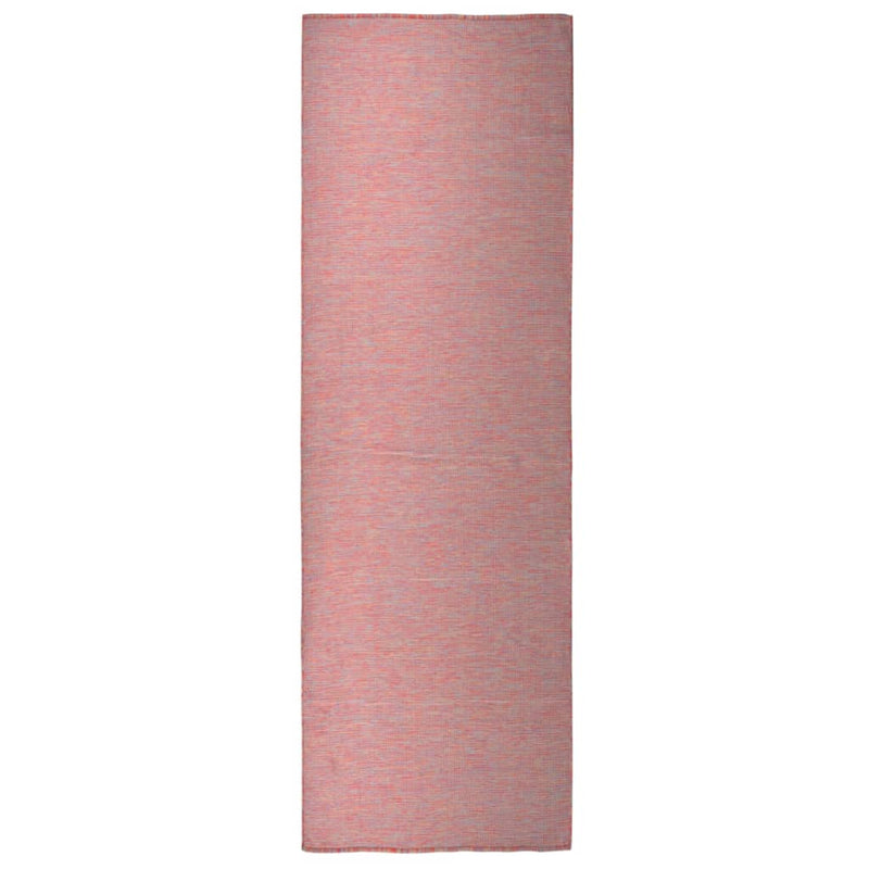Afbeelding laden in galerijviewer, Vidaxl buitenkleed platgeweven 80x250 cm rood

