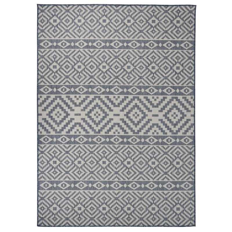 Afbeelding laden in galerijviewer, Vidaxl buitenkleed met patroon platgeweven 120x170 cm blauw
