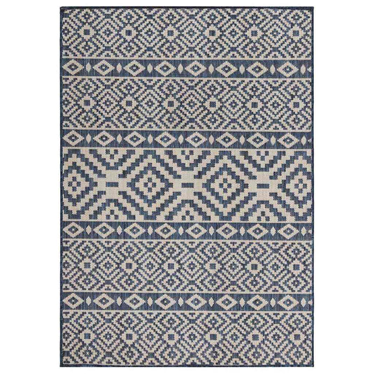 Vidaxl buitenkleed met patroon platgeweven 140x200 cm blauw