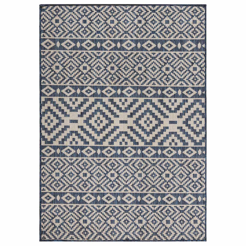 Afbeelding laden in galerijviewer, Vidaxl buitenkleed met patroon platgeweven 140x200 cm blauw

