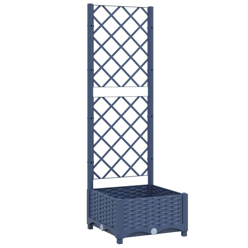 Afbeelding laden in galerijviewer, Vidaxl plantenbak met trellis blauwgrijs 40x40x121,5 cm pp
