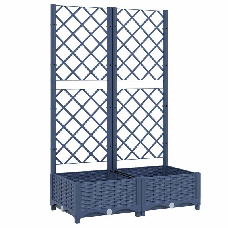 Afbeelding laden in galerijviewer, Vidaxl plantenbak met trellis blauwgrijs 80x40x121,5 cm pp
