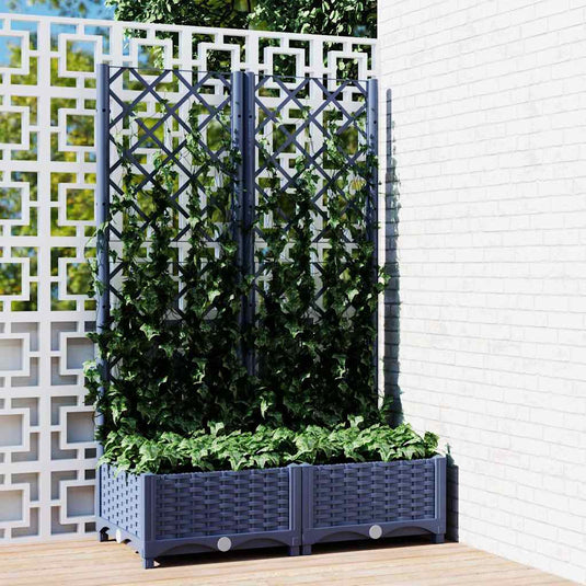 Vidaxl plantenbak met trellis blauwgrijs 80x40x121,5 cm pp