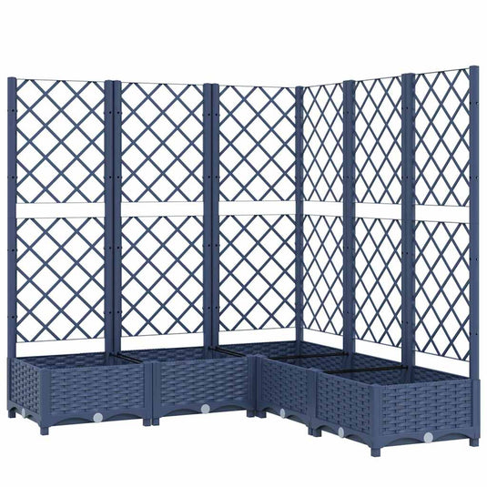 Vidaxl plantenbak met latwerk 120x120x121,5 cm polypropeen blauwgrijs
