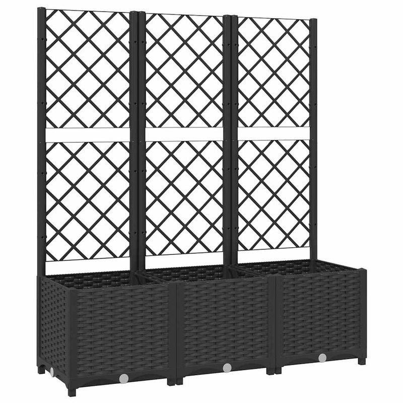 Afbeelding laden in galerijviewer, Vidaxl plantenbak met trellis zwart 120x40x136 cm pp

