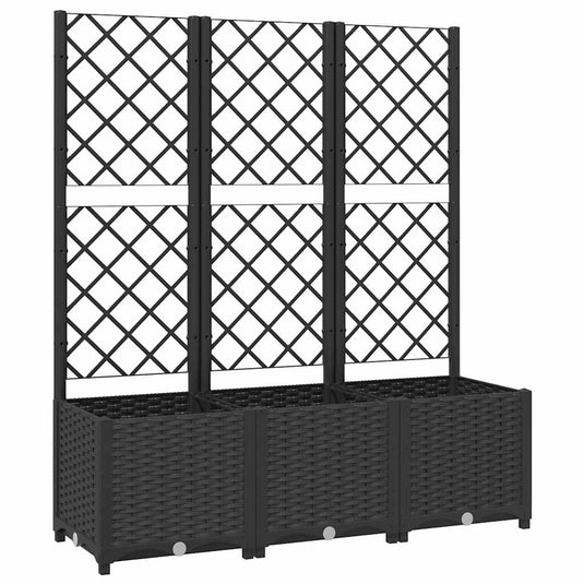 Vidaxl plantenbak met trellis zwart 120x40x136 cm pp