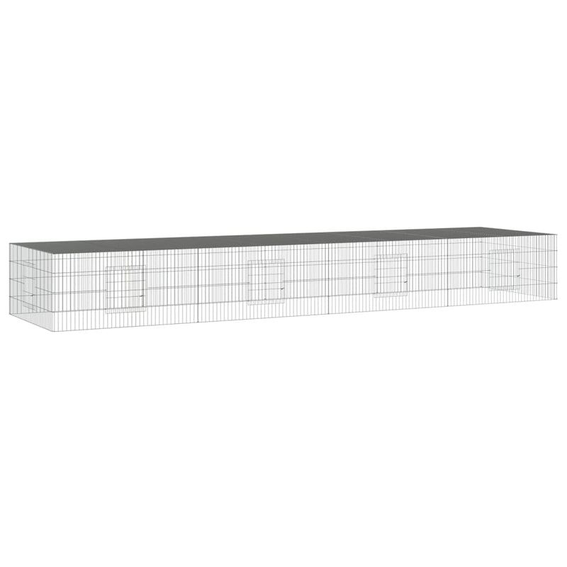 Afbeelding laden in galerijviewer, Vidaxl konijnenkooi met 4 panelen 433x109x54 cm gegalvaniseerd ijzer
