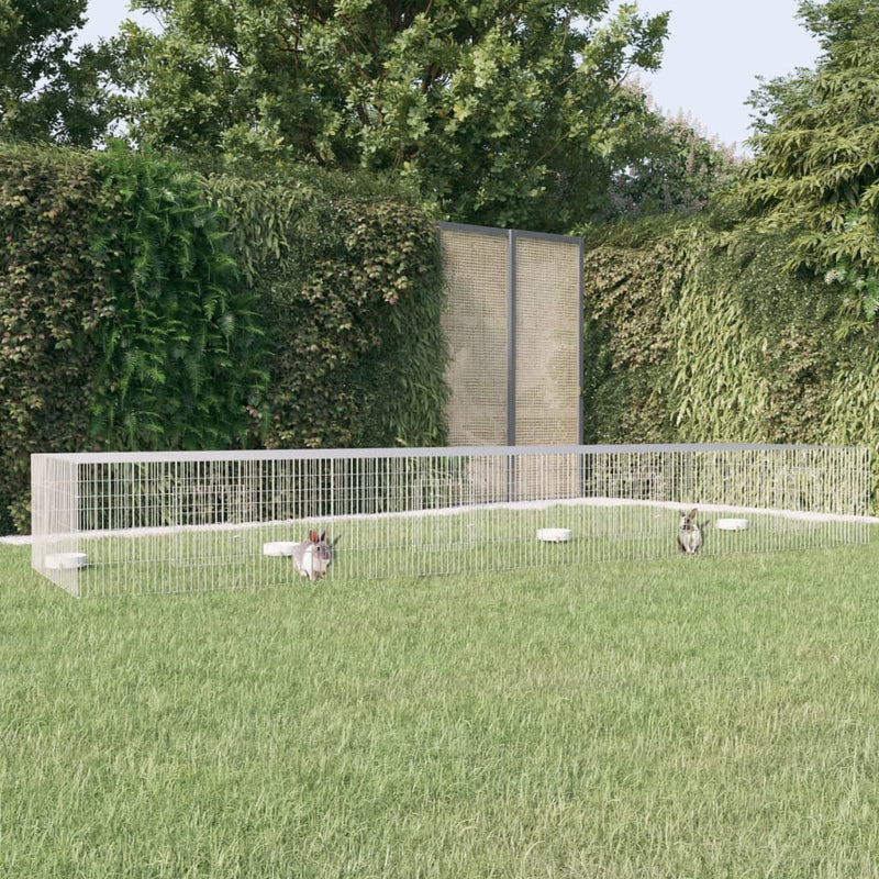 Afbeelding laden in galerijviewer, Vidaxl konijnenkooi met 4 panelen 433x109x54 cm gegalvaniseerd ijzer
