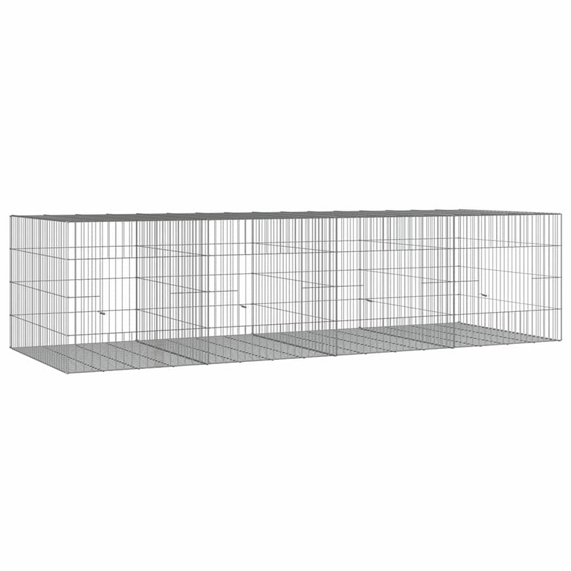 Afbeelding laden in galerijviewer, Vidaxl konijnenkooi met 4 panelen 217x79x54 cm gegalvaniseerd ijzer

