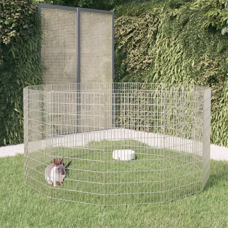 Afbeelding laden in galerijviewer, Vidaxl vrije uitloopverblijf voor dieren 12 panelen 54x100 cm gegalvaniseerd ijzer
