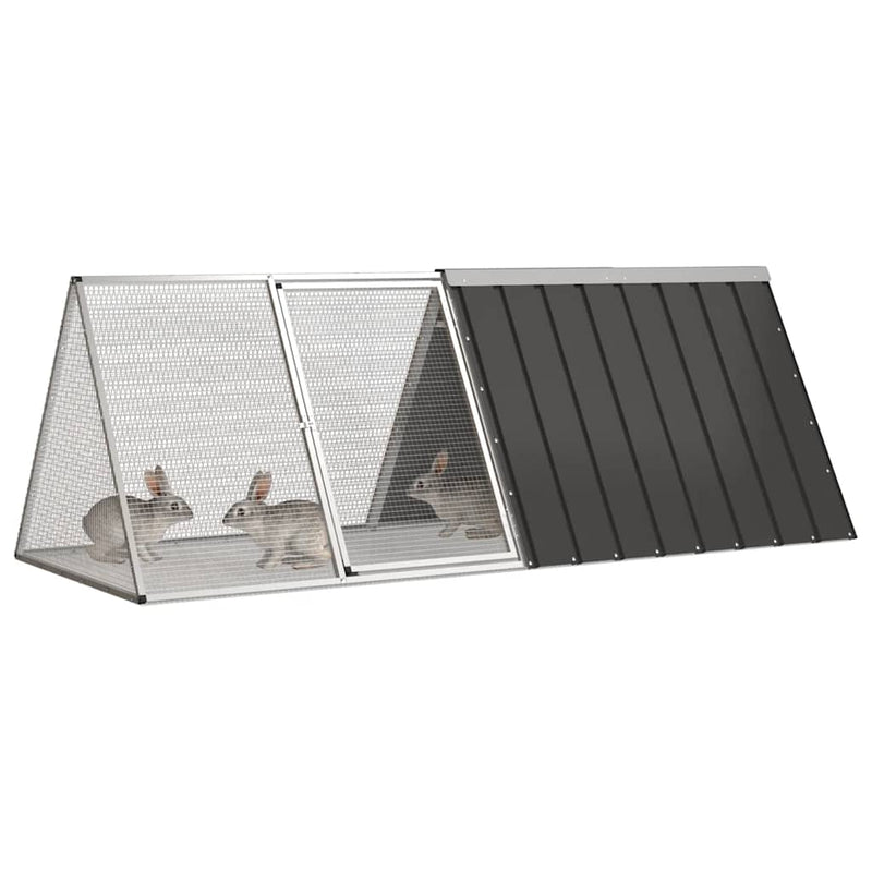 Afbeelding laden in galerijviewer, Vidaxl konijnenhok 201,5x80,5x71 cm gegalvaniseerd staal antraciet
