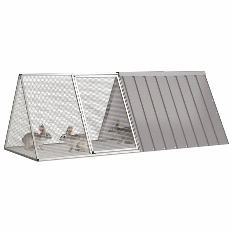 Afbeelding laden in galerijviewer, Vidaxl konijnenhok 201,5x80,5x71 cm gegalvaniseerd staal grijs
