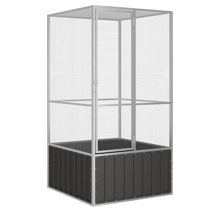 Afbeelding laden in galerijviewer, Vidaxl vogelkooi 111x107x211,5 cm gegalvaniseerd staal antracietkleur
